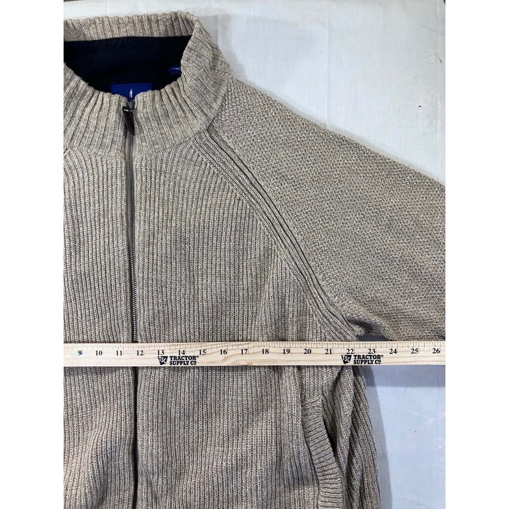 Lanesboro Mens Full Zip Knit Sweater Jacket‎ Beige XXL Cotton Acrylic Blend - Picture 3 of 7